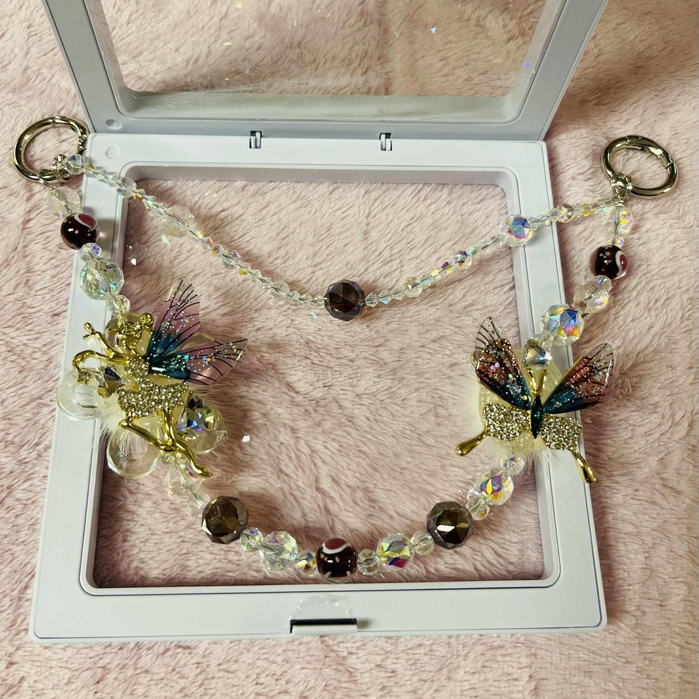 Gold and Multicolor Butterfly/Fairy Bag Chain